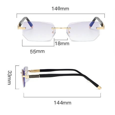 Business Metal Rimless Cut Anti Blue Light Reading Glasses, 2 Pack Different Powers +1.00 & +1.50 Diopter Fashion Readers for Men Women
