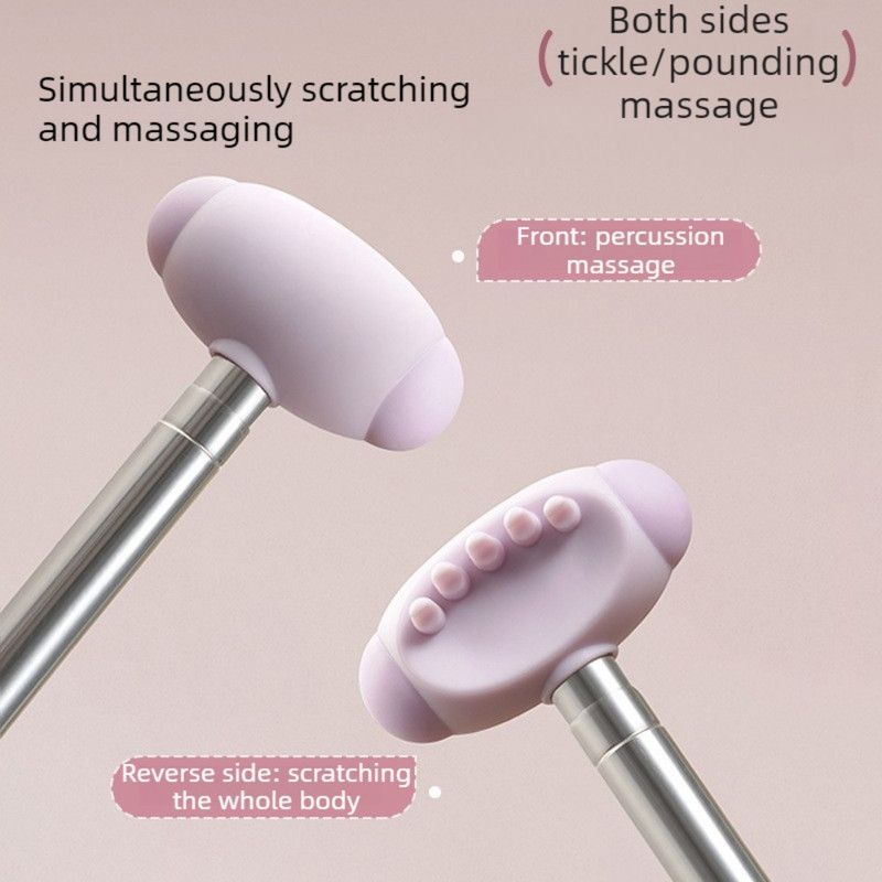 Retractable Double-Sided Back Scratcher, 2-in-1 TPR Itch Relief & Massage Hammer with Hanging Loop—Purple