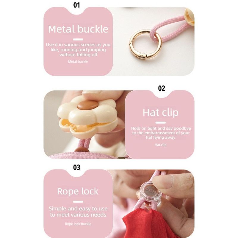 Flower Multi-Purpose Hat Clip 2-Pack, Portable Anti-Lost Cap Holder Hook for Backpacks and Outdoor Travel—Pink
