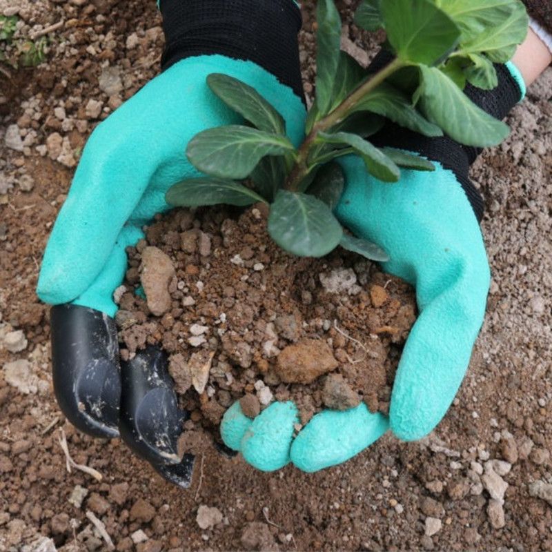 1 Pair of Garden Gloves with Claws, Non-Slip Protective Work Gloves for Planting, Digging, and Weeding—Green