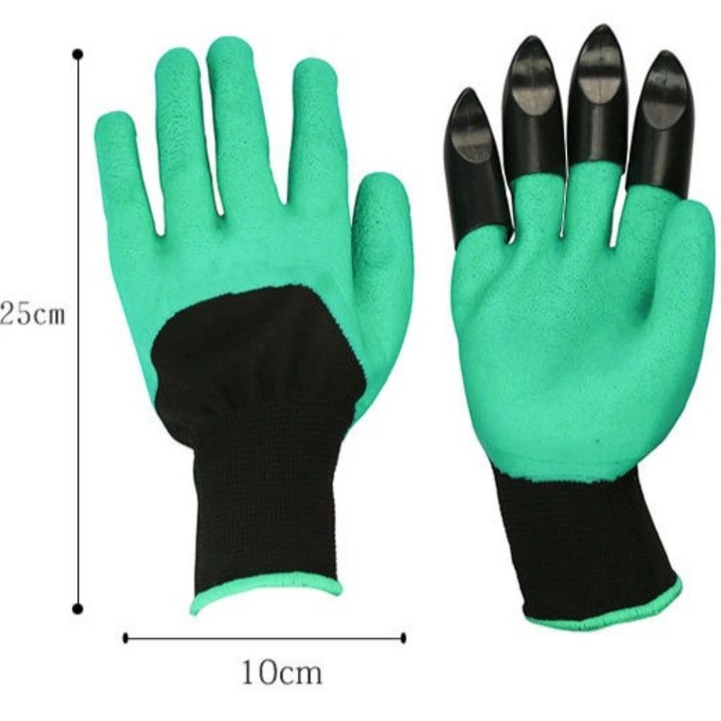 1 Pair of Garden Gloves with Claws, Non-Slip Protective Work Gloves for Planting, Digging, and Weeding—Green