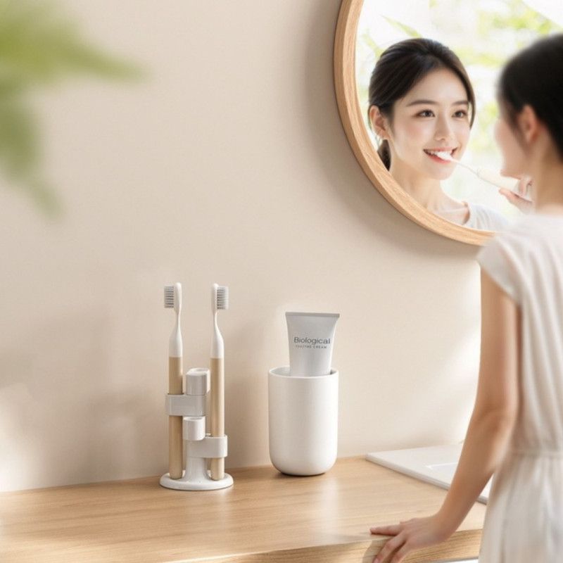 360° Rotatable Toothbrush Holder, Makeup Brush Holder, Anti-slip  Rack For Bathroom Vanity