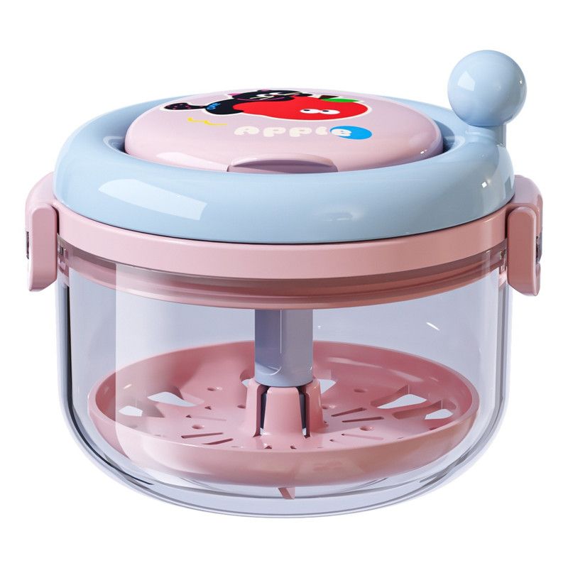 Hand Crank Centrifugal Retainer Cleaning & Storage 2-in-1 Case, Denture and Aligner Cleaner Box with Built-in Mirror—Pink