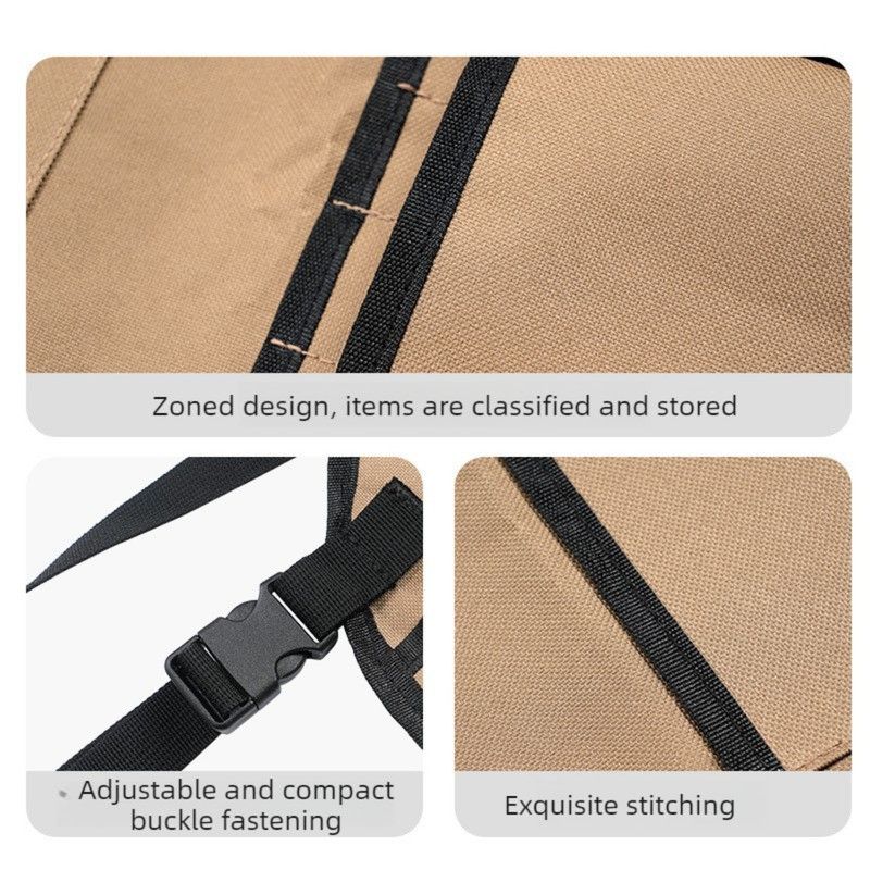Multi-Pocket Waterproof Oxford Tool Apron, Large-Capacity Work Apron for Gardening, Auto Repair, and Painting—Khaki
