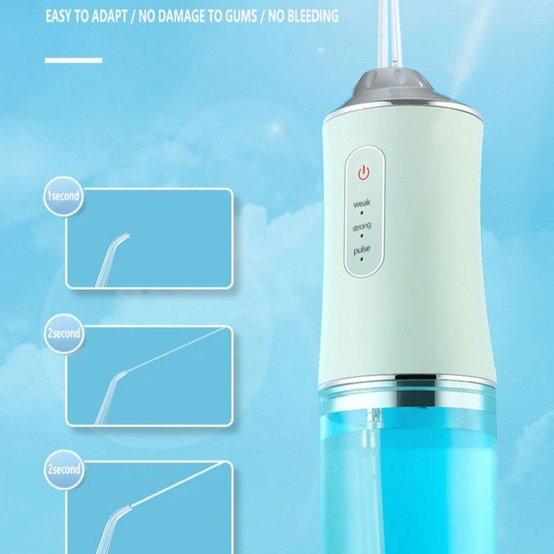 Portable Electric Oral Irrigator, Rechargeable Water Flosser, Handheld Dental Cleaner for Oral Care—Green
