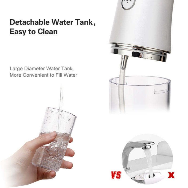 Portable Electric Oral Irrigator, Rechargeable Water Flosser, Handheld Dental Cleaner for Oral Care—White