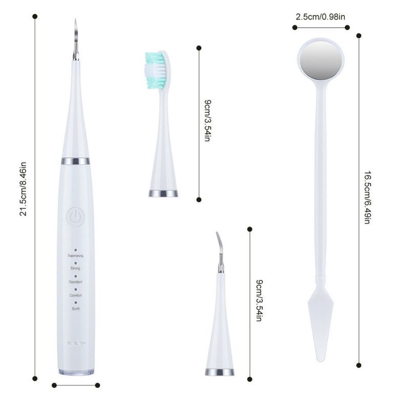 Multifunctional Electric Dental Cleaner, Tartar Remover, 2-in-1 Handheld Electric Toothbrush Oral Cleaning Device—White