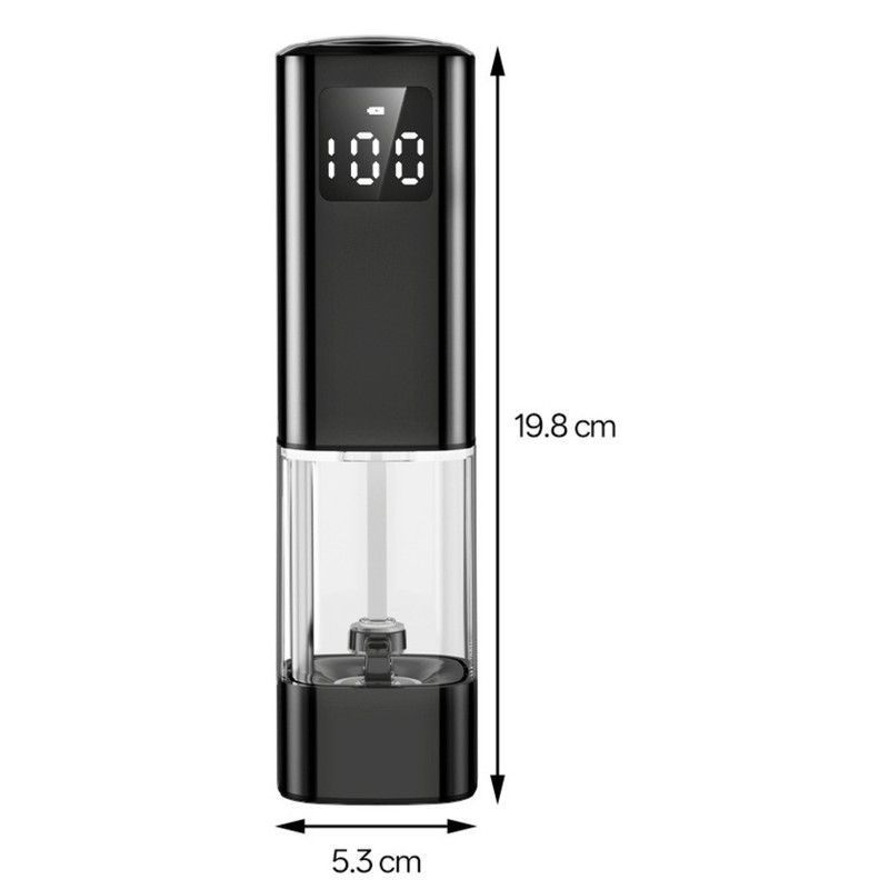 Type-C Rechargeable Electric Pepper Grinder, Digital Power Display Automatic Spice Mill—Black