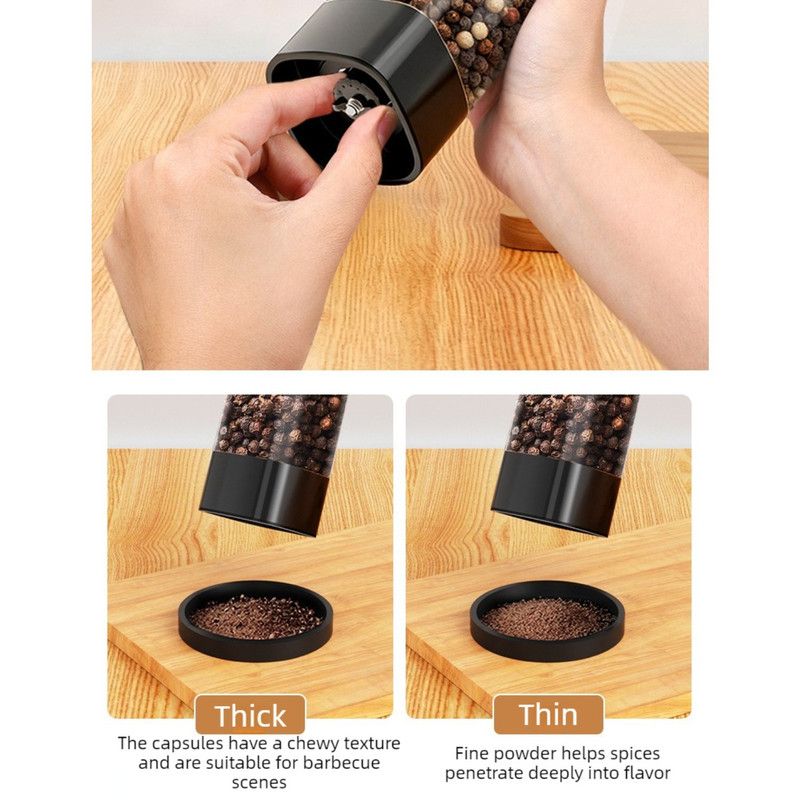 Type-C Rechargeable Electric Pepper Grinder, Digital Power Display Automatic Spice Mill—Silver
