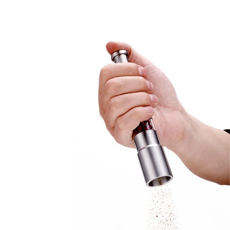 Stainless Steel Push-Type Pepper Grinder, Portable Manual Spice Mill, Pepper & Sea Salt Grinder