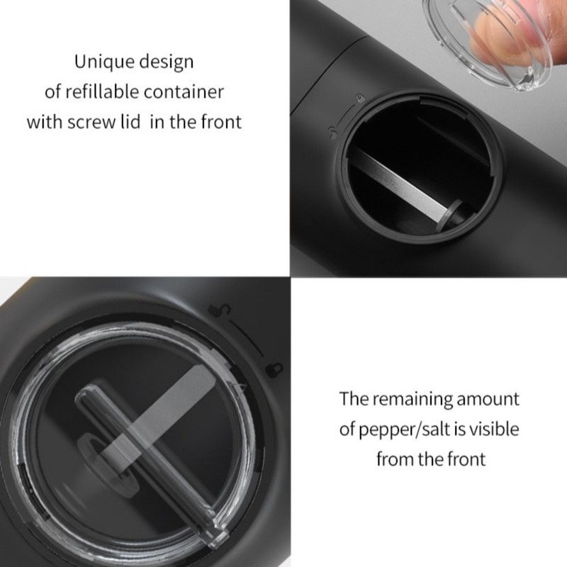Type-C - Automatic Salt and Pepper Grinder for the Home Kitchen, 5-Level Adjustable Spice Mill with LED Light