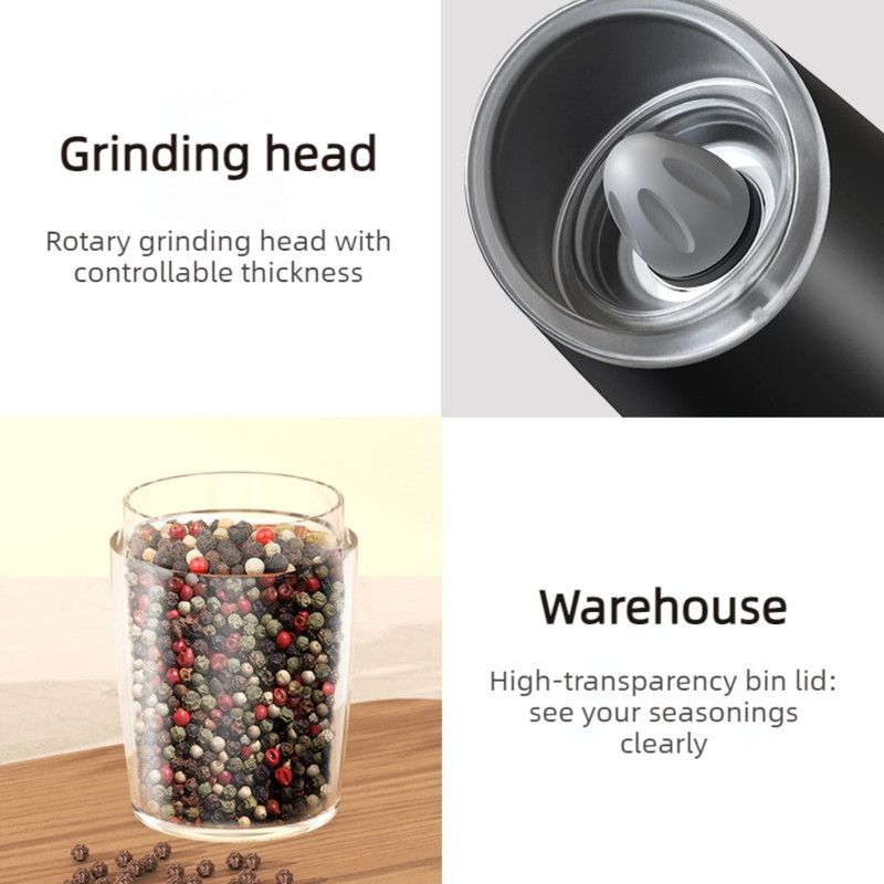 Gravity Electric Pepper Grinder, Type-C Rechargeable Spice Mill, Ceramic Burr Salt & Pepper Grinder For Kitchen
