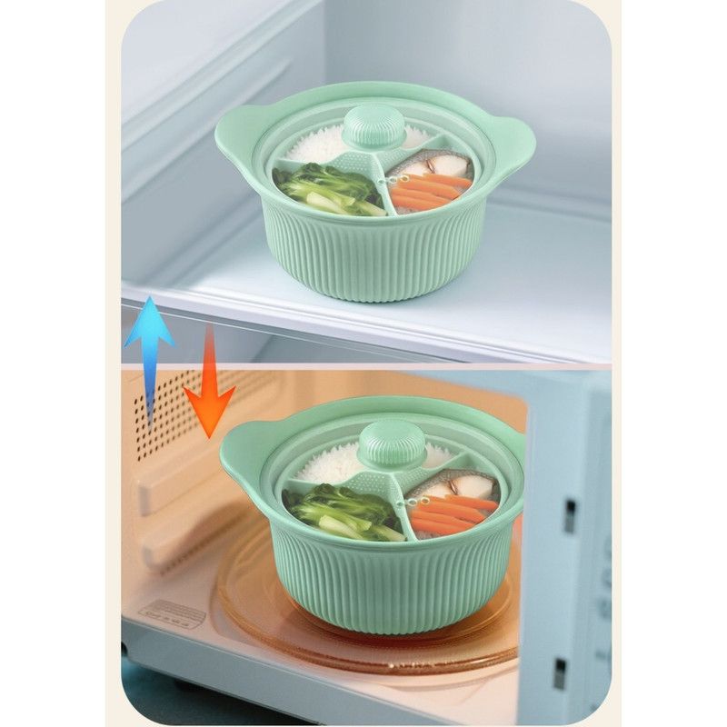 600 mL Food-Grade Silicone Steamer Pot, Single-Serving Cookware for Microwave & Air Fryer—Beige