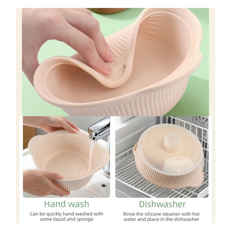 600 mL Food-Grade Silicone Steamer Pot, Single-Serving Cookware for Microwave & Air Fryer—Blue