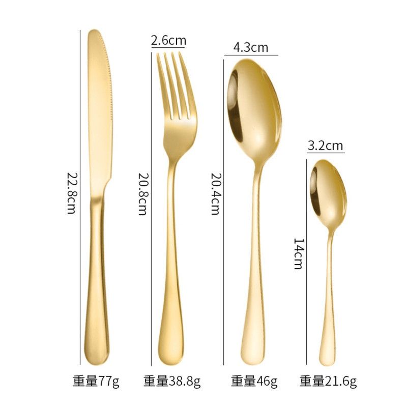 24-Piece Stainless Steel Tableware Set, Mirror-Polished Steak Knife, Fork, and Spoon Cutlery—Black