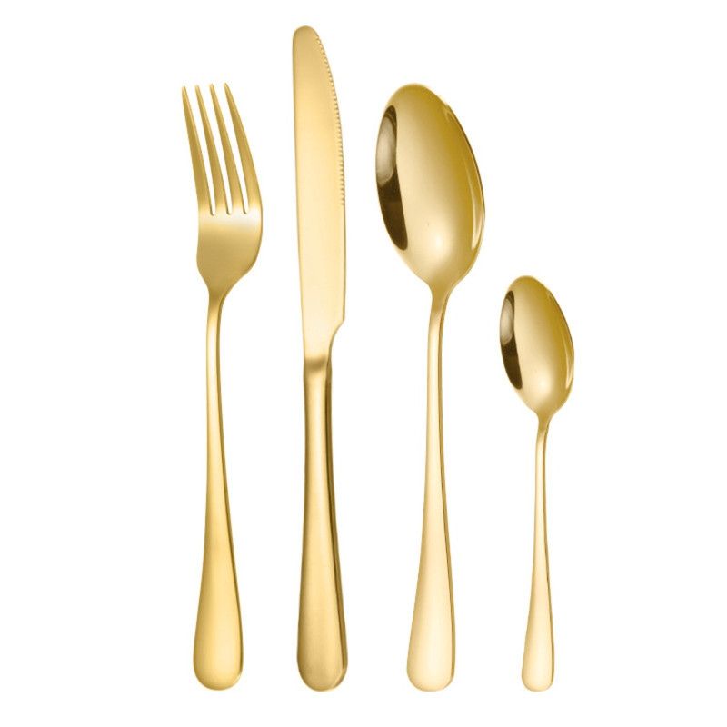 24-Piece Stainless Steel Tableware Set, Mirror-Polished Steak Knife, Fork, and Spoon Cutlery—Pink