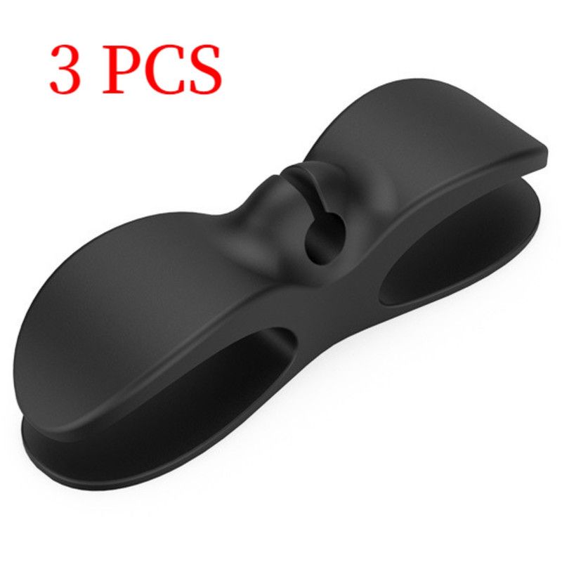 Silicone Cable Winder Organizer 3-Pack, Power Cord Holder, Wall Wire Clip, Data Cable Storage Clamp—Black