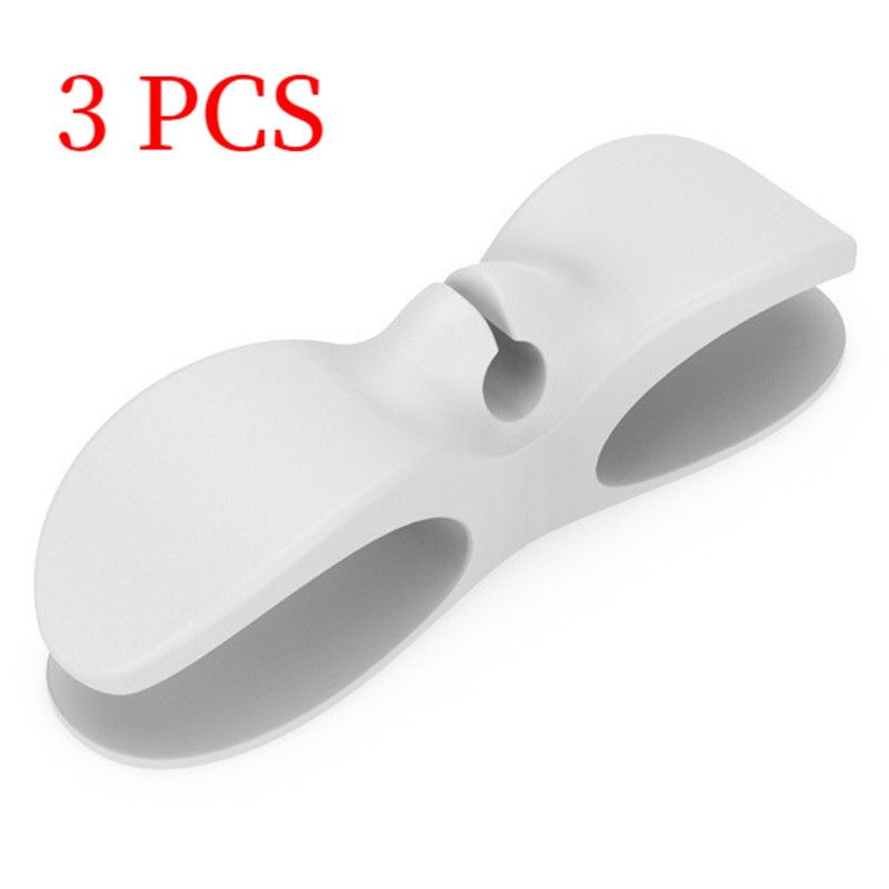 Silicone Cable Winder Organizer 3-Pack, Power Cord Holder, Wall Wire Clip, Data Cable Storage Clamp—White