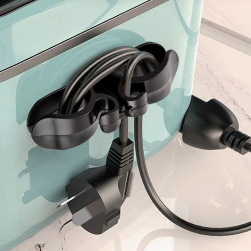 Cord Winder, Home Appliance Plug Holder, No Trace Cable Organizer for Kitchen Desk, 3-Pack—Black