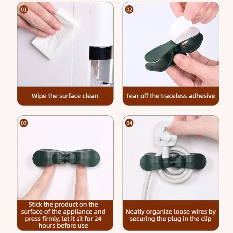 Cord Winder, Home Appliance Plug Holder, Invisible Cable Organizer for Kitchen Counter, 3-Pack - Clear