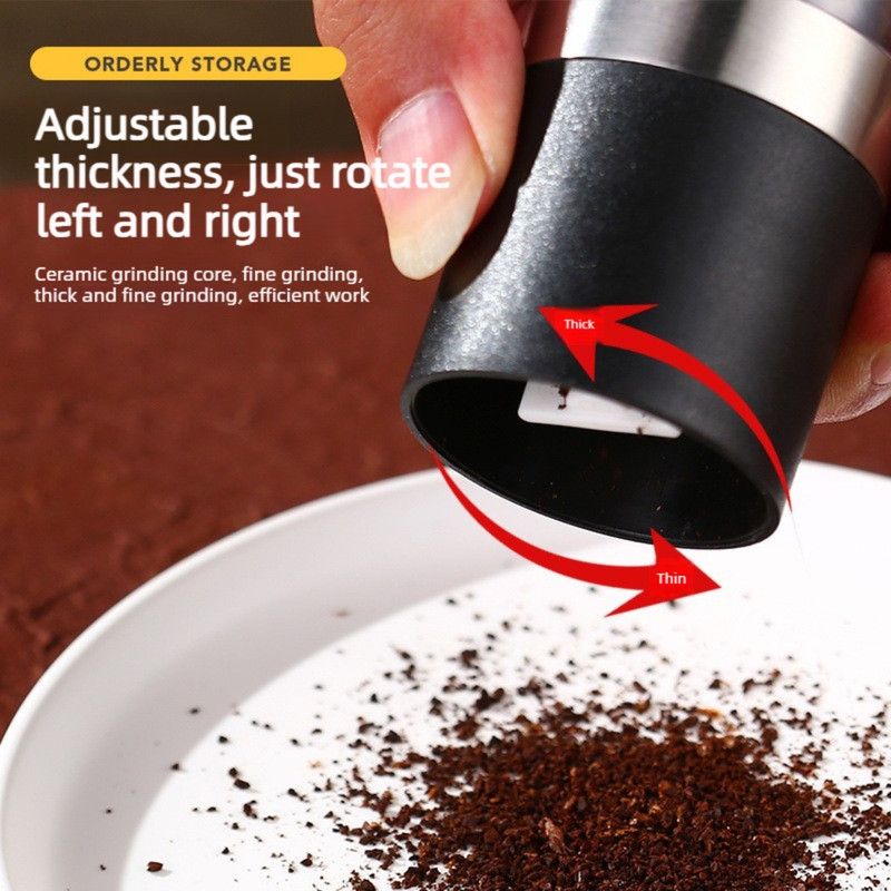 Double-Head Manual Spice Grinder, 2-in-1 Pepper & Sea Salt Mill, Adjustable Coarseness Seasoning Crusher—Black