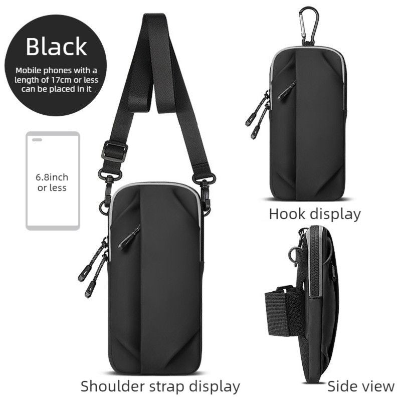 Multifunctional Sports Phone Arm Bag, Dual-Use Crossbody Pouch for Running, Fitness, and Cycling—Black