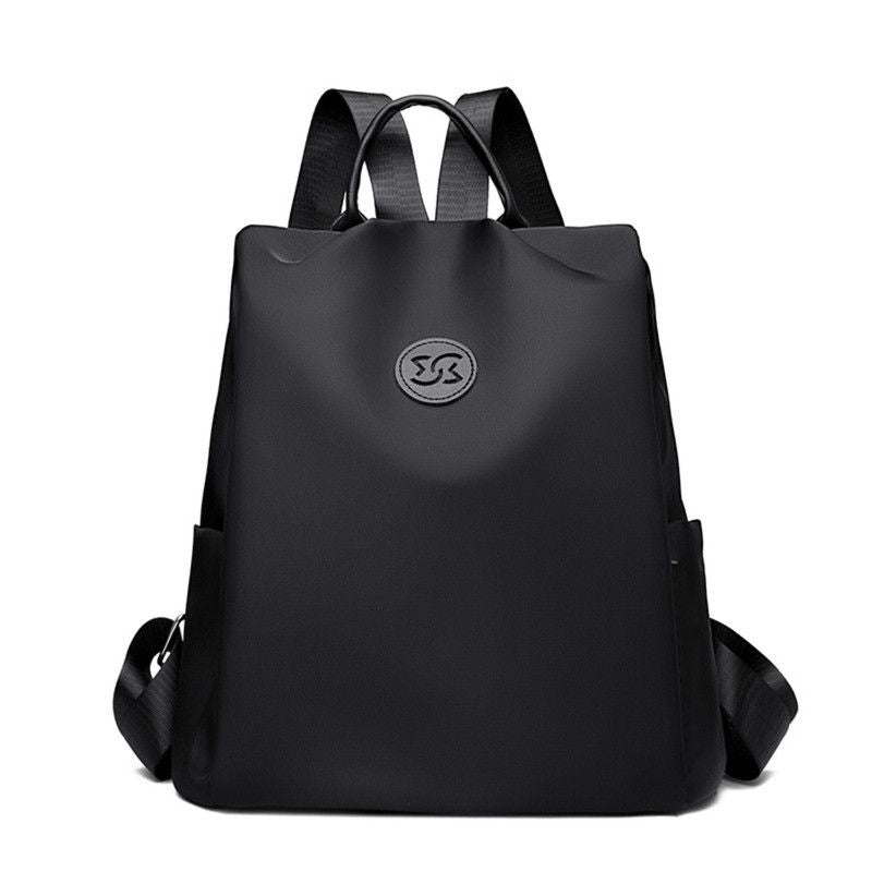 Nylon Anti-Theft Backpack, Large-Capacity Water-Resistant Travel Laptop Bag, Daily Commute Rucksack—Black