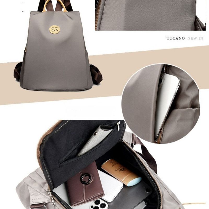 Nylon Anti-Theft Backpack, Large-Capacity Water-Resistant Travel Laptop Bag, Daily Commute Rucksack—Black