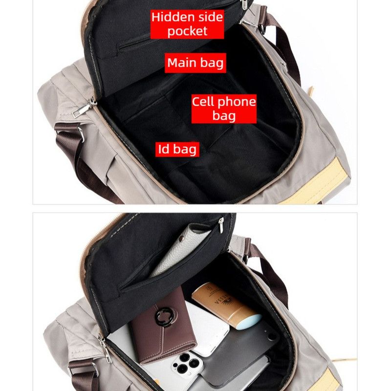 Nylon Anti-Theft Backpack, Large-Capacity Water-Resistant Travel Laptop Bag, Daily Commute Rucksack—Gray