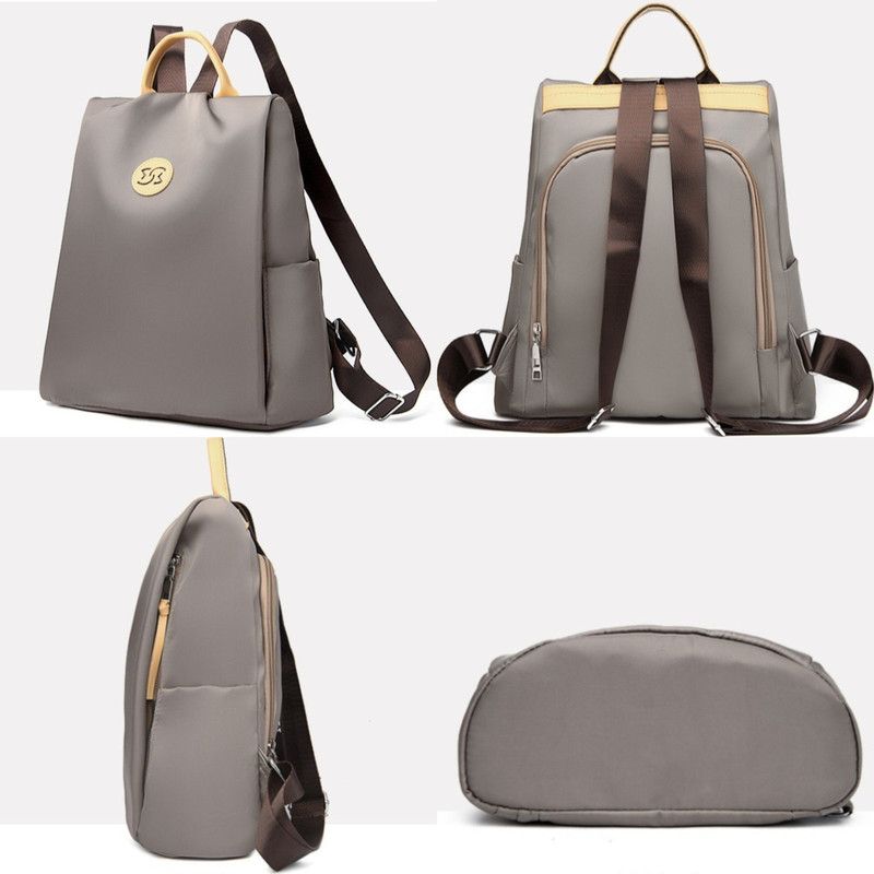 Nylon Anti-Theft Backpack, Large-Capacity Water-Resistant Travel Laptop Bag, Daily Commute Rucksack—Gray