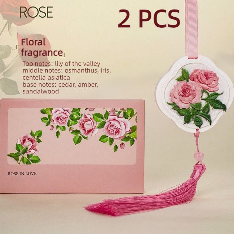 2 pcs Fragrance Stone Hanging Ornament, Long-Lasting Odor-Removing Scent Tablet for Car & Wardrobe - Pink