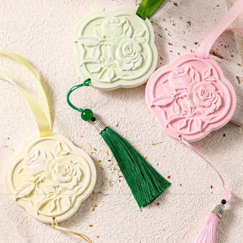 2PCS-3D Relief Fragrance Stone Hanging , Odor-Removing Solid Scent Tablet for Cars & Wardrobes—Night-Blooming Jasmine Scent