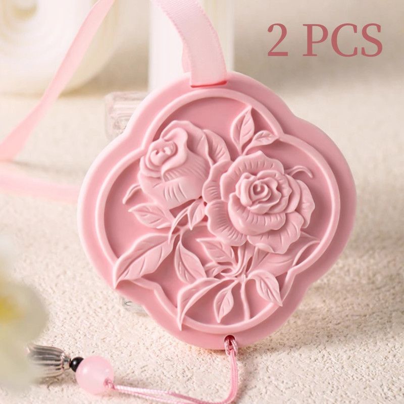 2PCS-3D Relief Fragrance Stone Hanging Ornament, Odor-Removing Solid Scent Tablet for Cars & Wardrobes—Rose Scent