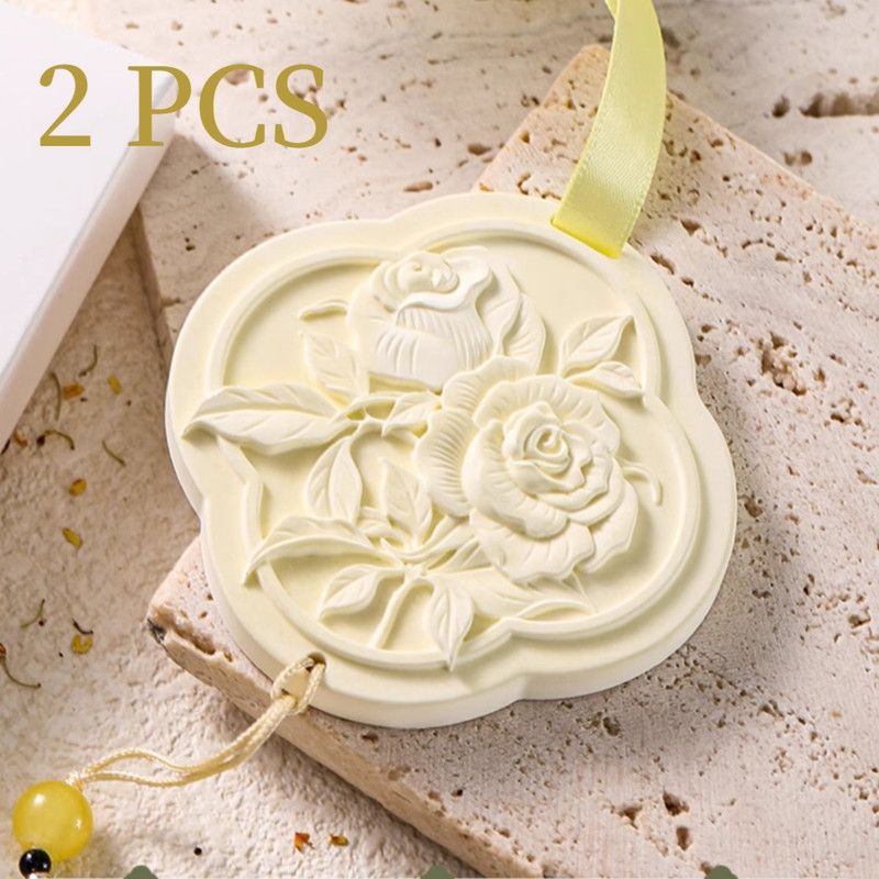 2PCS-3D Relief Fragrance Stone Hanging Ornament, Odor-Removing Solid Scent Tablet for Cars & Wardrobes—Tea Scent