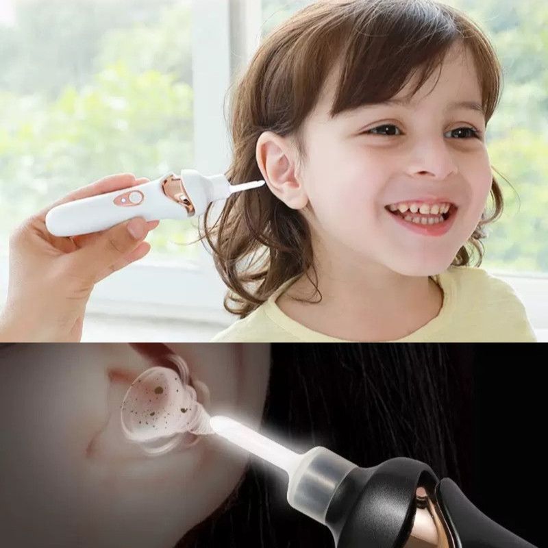 Electric Light-Up Earwax Remover, Self-Suction Ear Scoop Kit, Safe Ear Cleaning Tool for Kids & Adults—Black