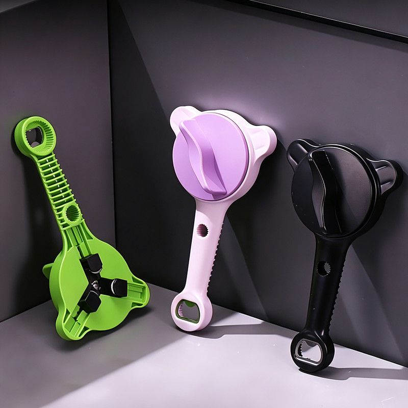 4-in-1 Multi-Function Can Opener, Essential Kitchen Tool for Opening Lids, Multi-Size Bottle Opener - Purple