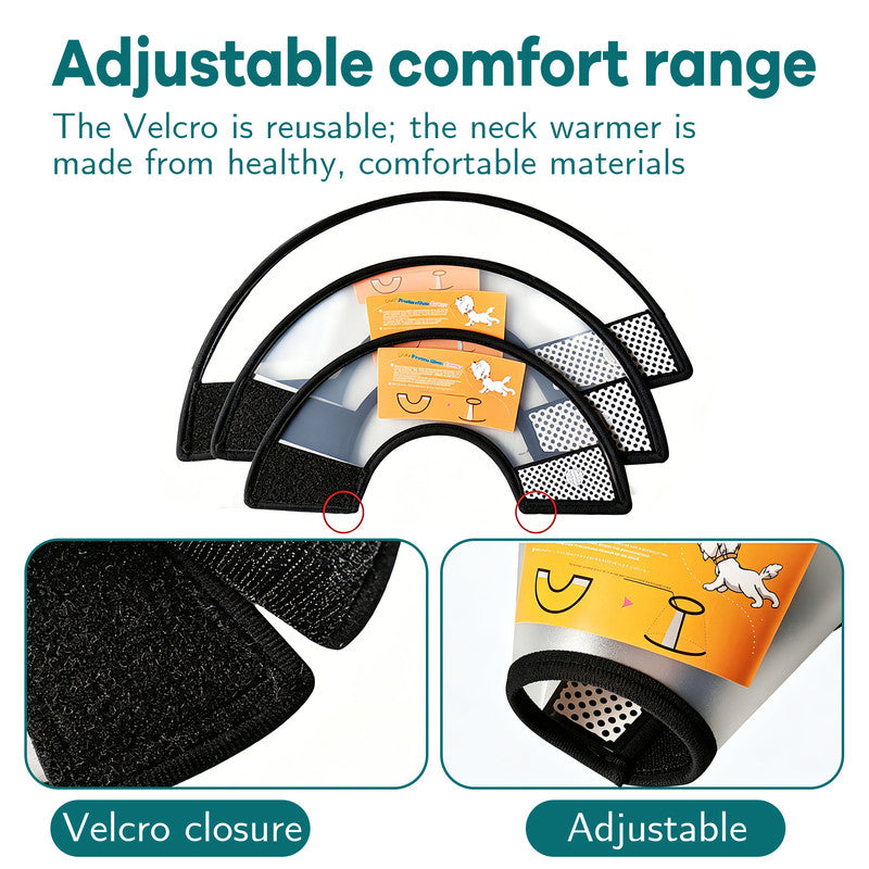 Classic Elizabethan Collar - Anti-Licking Collar - Multiple Sizes - Adjustable - Bite-Resistant - Transparent - Flea & Tick Prevention & Anti-Licking - Velcro Closure - For Cats & Dogs -22-26CM - 1 Piece