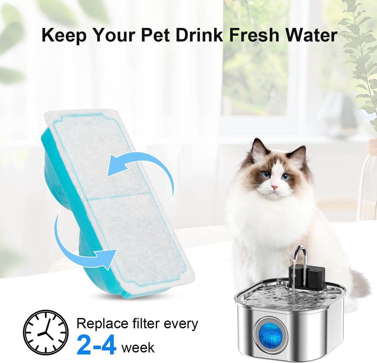 3.2L Large Capacity Stainless Steel Pet Water Fountain 4200mAh Rechargeable Battery Automatic Circulating Dog Cat Drinking Water Dispenser