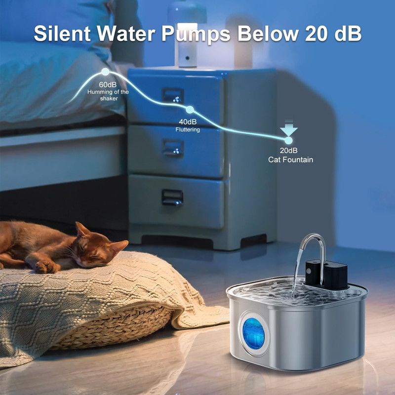 3.2L Large Capacity Stainless Steel Pet Water Fountain 4200mAh Rechargeable Battery Automatic Circulating Dog Cat Drinking Water Dispenser