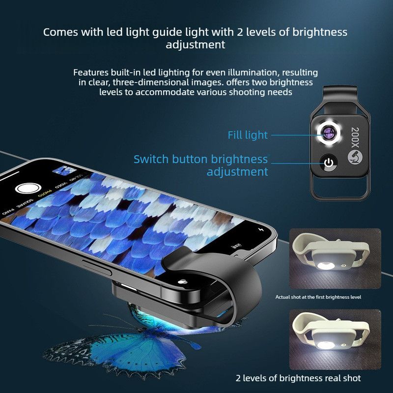 HD 200x Portable Microscope Lens for Smartphones – Kids Educational Science Toy, Biological Experiment Tool with CPL Filter