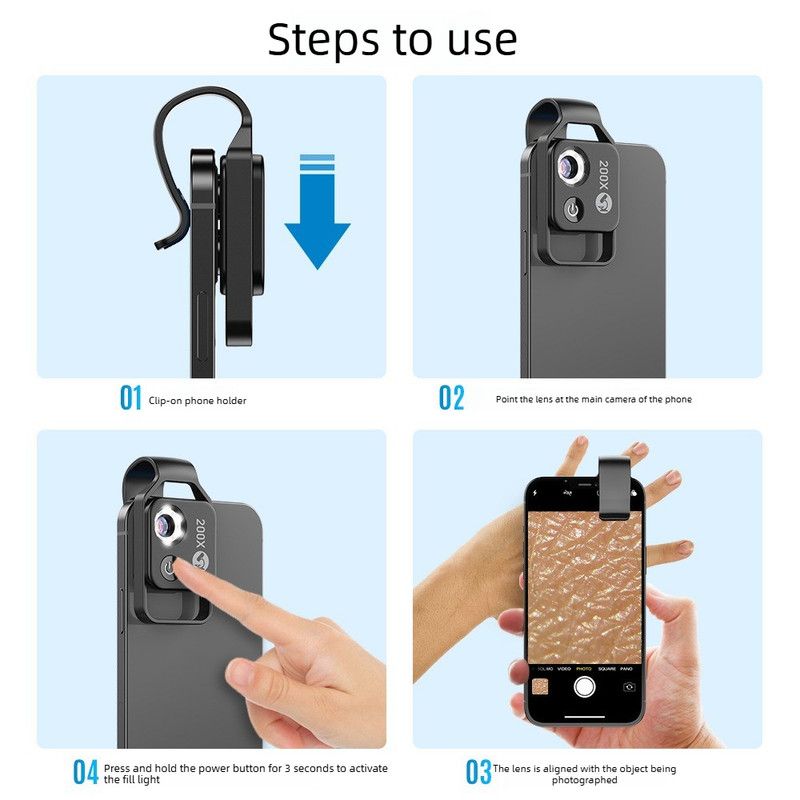 HD 200x Portable Microscope Lens for Smartphones – Kids Educational Science Toy, Biological Experiment Tool with CPL Filter