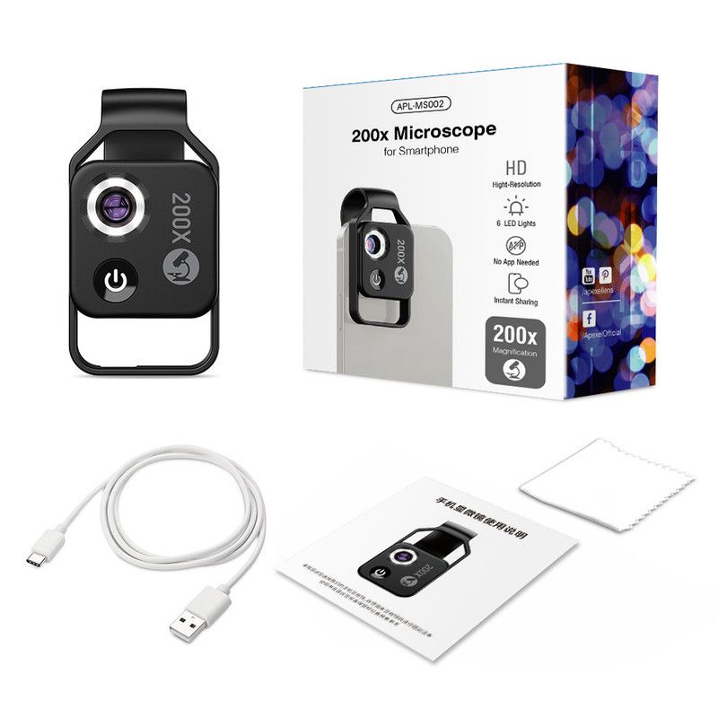 HD 200x Portable Microscope Lens for Smartphones – Kids Educational Science Toy, Biological Experiment Tool with CPL Filter