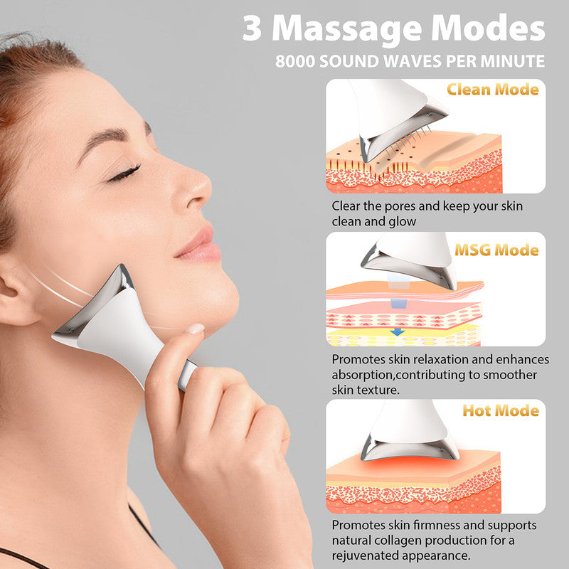 Multi-Function 7-Color Light Constant-Temperature EMS Neck Massager - Neck Lifting and Firming Massager - Facial Infusion Beauty Device - IPX6 Waterproof Electric Neck Massager - 5-in-1 Device Combining Skin Warming, EMS, Infusion, Massage, and Color Ligh