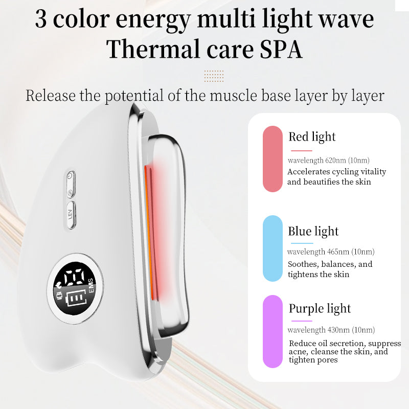 3-Speed Adjustable Smart Gua Sha Device - Photon Skin Rejuvenation Beauty Tool - EMS Microcurrent Lifting - Facial Massage Beauty Device - Constant-Temperature Gua Sha Beauty Device - Smart Digital Electric Gua Sha Board - Home Facial Care Tool - White