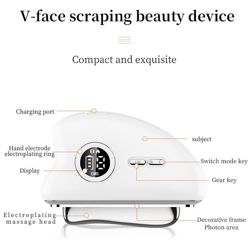 3-Speed Adjustable Smart Gua Sha Device - Photon Skin Rejuvenation Beauty Tool - EMS Microcurrent Lifting - Facial Massage Beauty Device - Constant-Temperature Gua Sha Beauty Device - Smart Digital Electric Gua Sha Board - Home Facial Care Tool - White