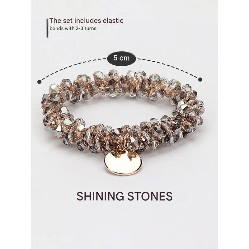 3-Pack Simple & Stylish Crystal Hair Ties for Women – Ponytail Elastic & Bracelet 2-in-1