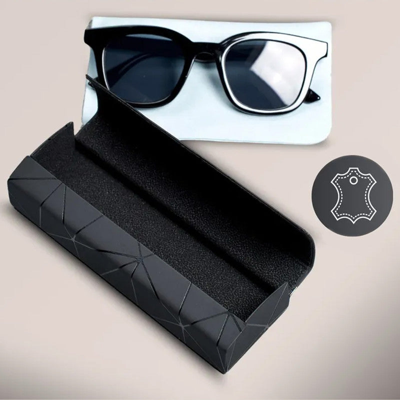 Premium Eyeglass Case - Retro Japanese Style - Sunglass Storage - Fashionable Geometric Pattern - Stylish Eyeglass Case - Durable and Shock-Resistant - Unisex - Black