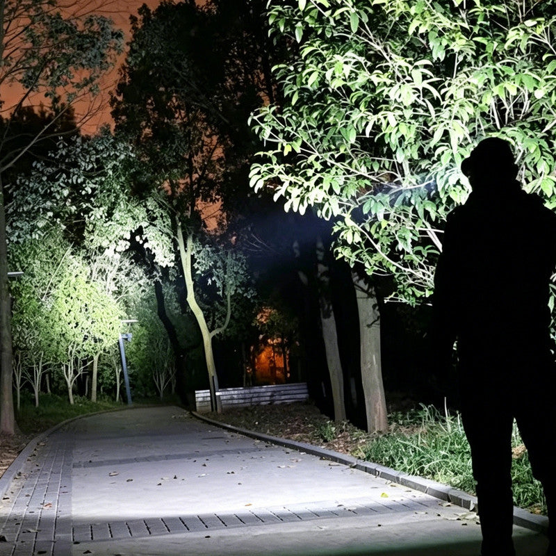 Outdoor Multi-Function LED Headlamp - 4-Level Dimmable Waterproof Headlamp - Head-Mounted Headlamp - Spotlight - Ideal for Night Fishing, Hiking, Camping, and Work - High-Power Flashlight - Silver