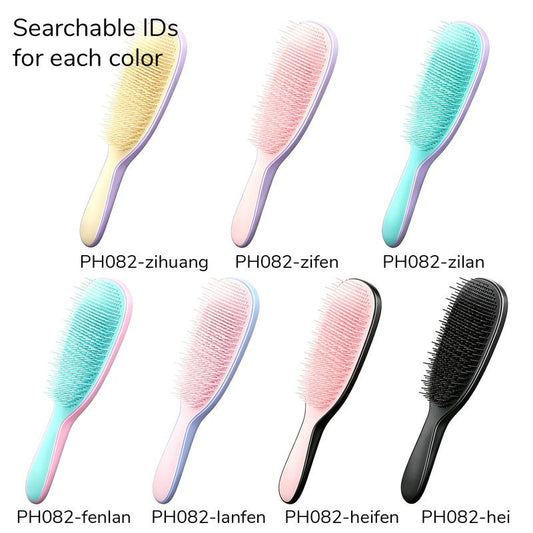 Detachable Silicone Cushion Massage Brush, Suitable for Dry and Wet Use, Unisex, Works on All Hair Types, Volumizing and Smoothing Brush, 7 Colors Available - Purple+Yellow