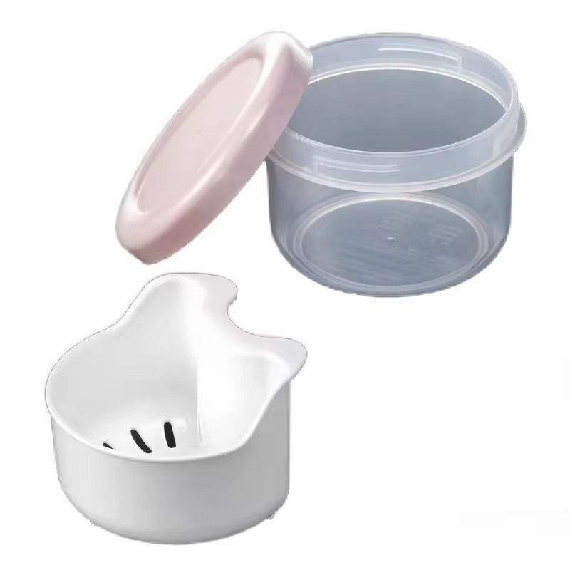 Portable Denture Storage Case with Drain Basket Elderly Retainer Cleaning Soaking Container-Color random